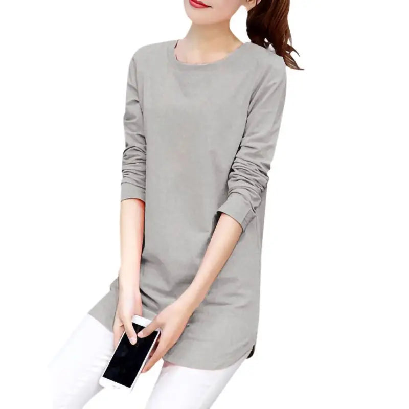 Women Slim Fit Long Sleeve Casual Blouse in Solid Colors
