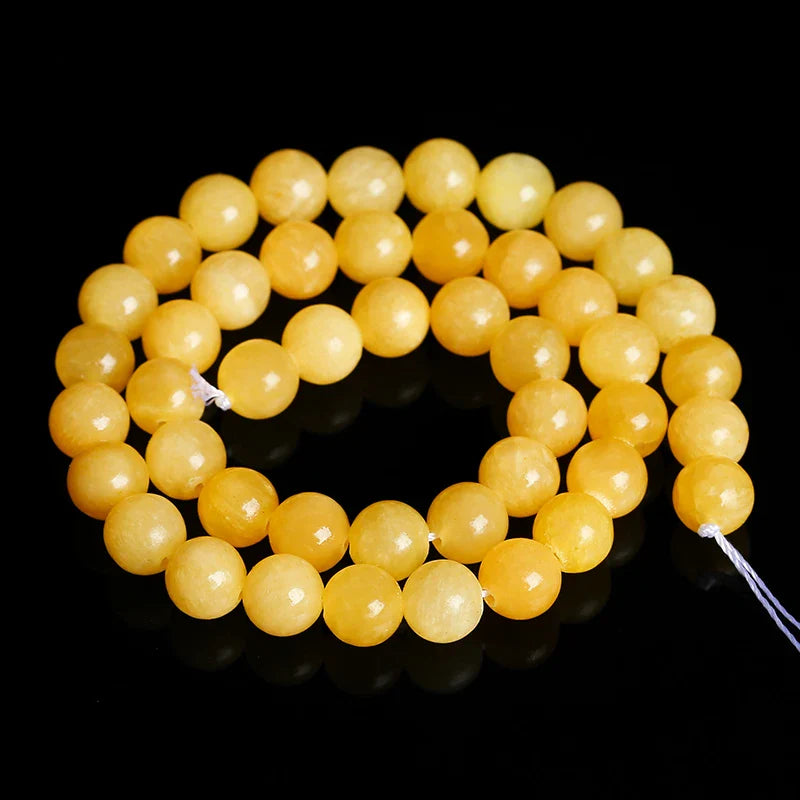 Natural Yellow Jade Round Loose Beads for Jewelry Making DIY Necklace and Bracelet Accessories