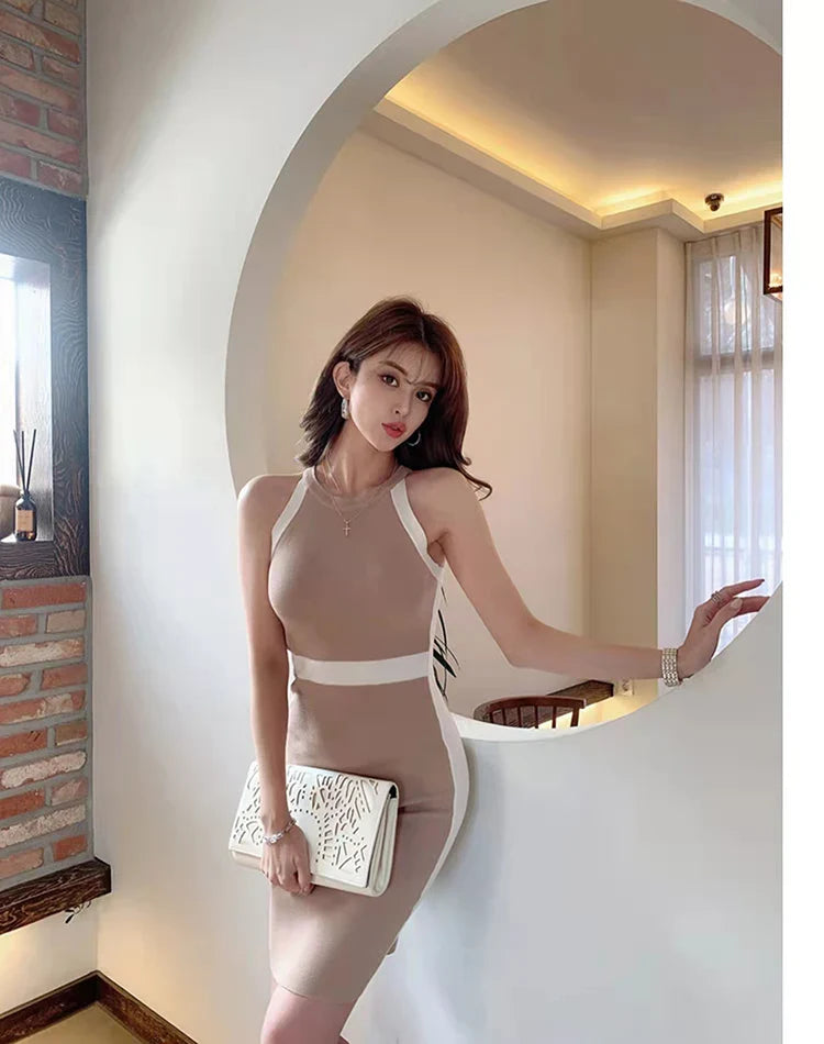 Womens Summer Bodycon Maxi Dress Sleeveless Bandage Knit