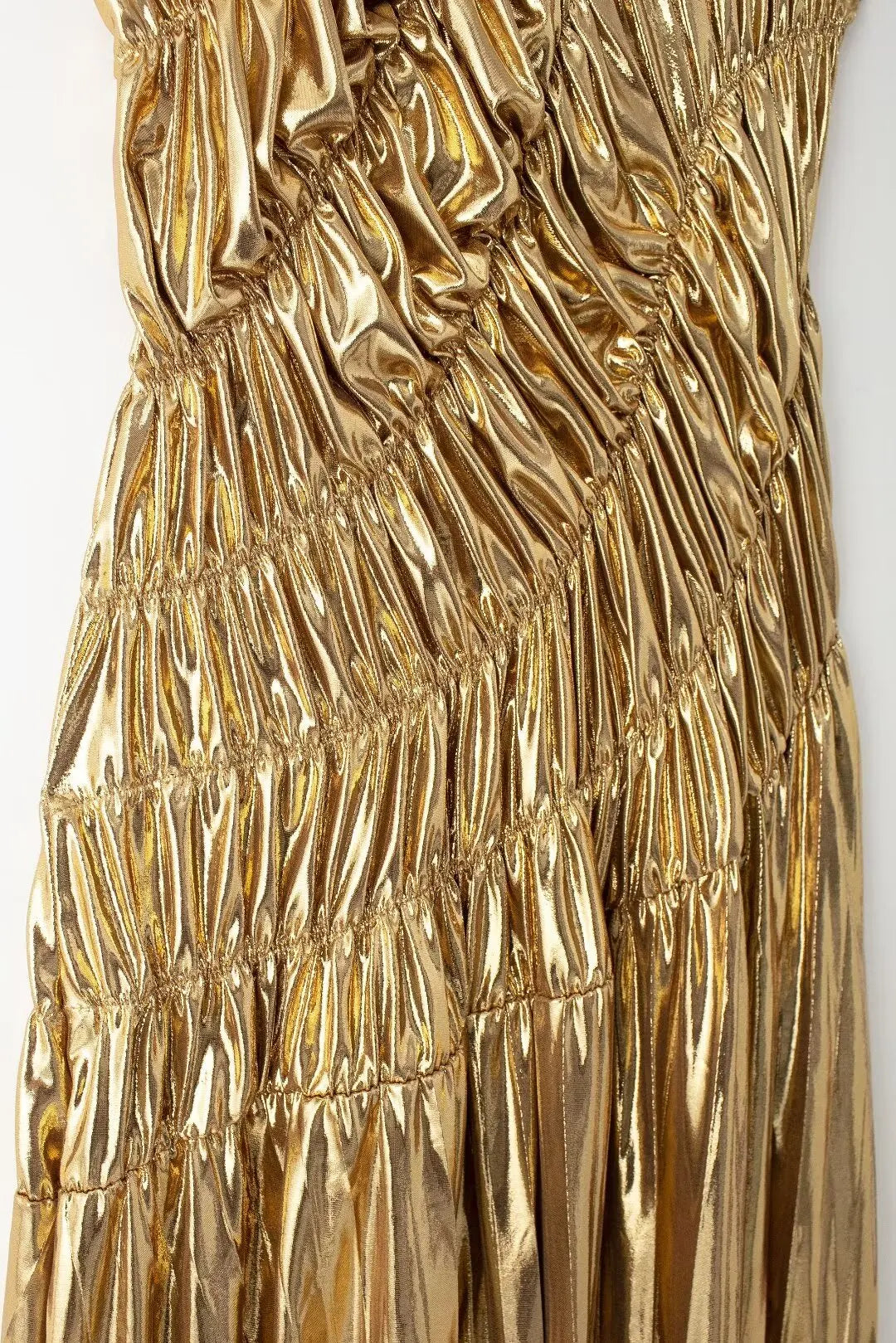 Gold Pleated Sleeveless Dress Slim Fit For Women Elegant