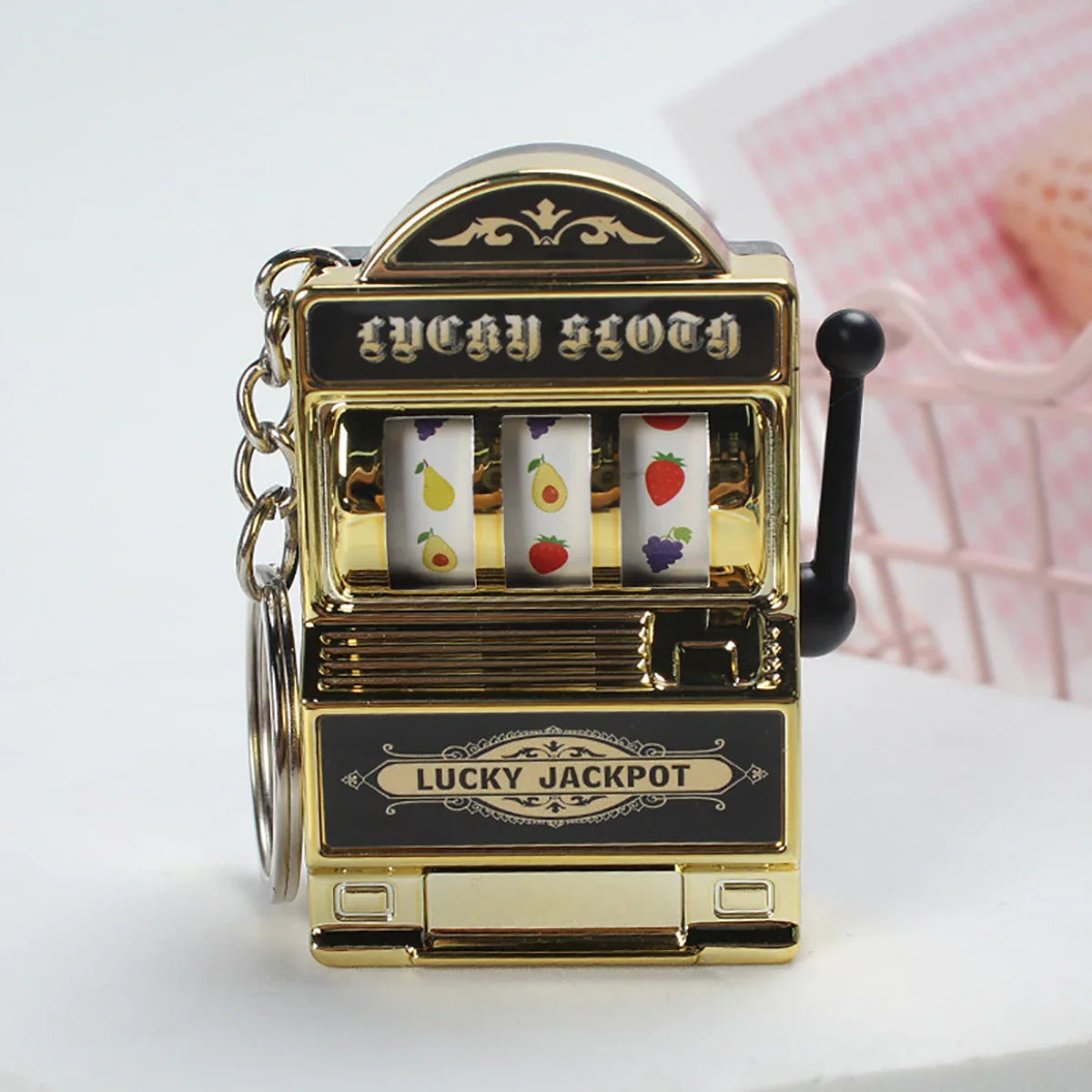Fruit Slot Machine Keychain Lucky Charm Mini Casino Pendant Bag Charm for Kids and Adults