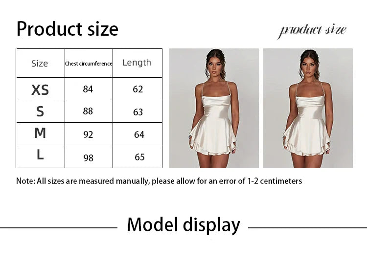 Satin Backless Shoulder Strap Cocktail Dress With Cross Tie