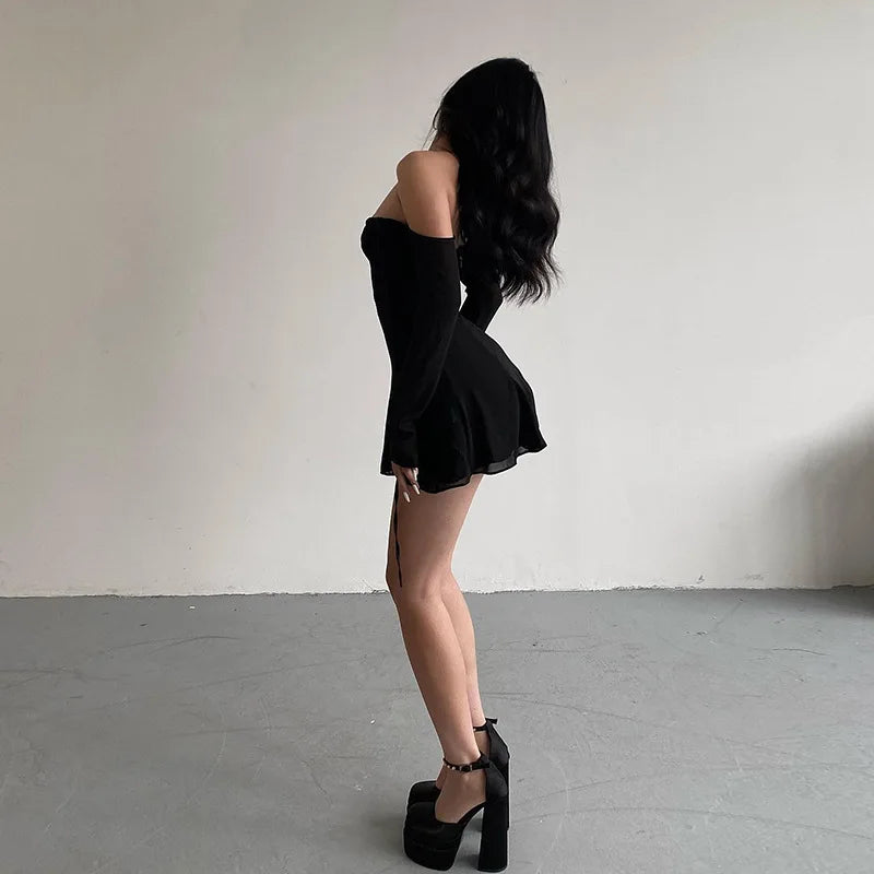 Black Bodycon Mini Dress With Split For Party Nights