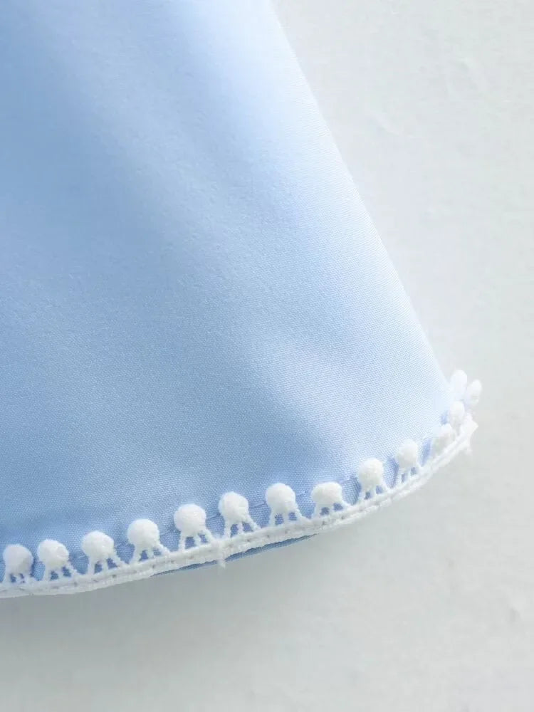 Green Embroidery Shirt Dress With Cuffed Sleeves Split Hem