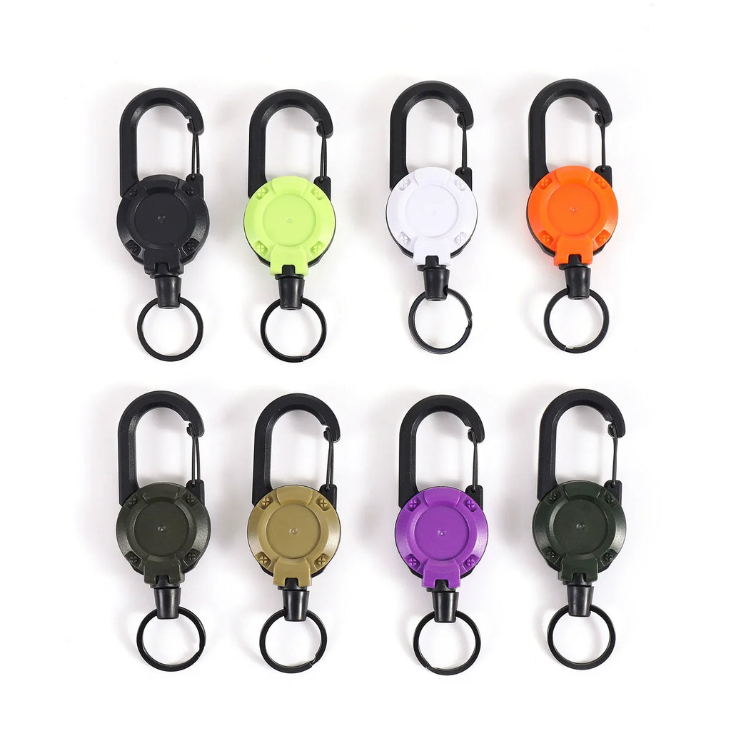Heavy Duty Retractable Key Ring with Anti-Theft Metal Design and Easy-Pull Elastic Rope for Keys and Badges