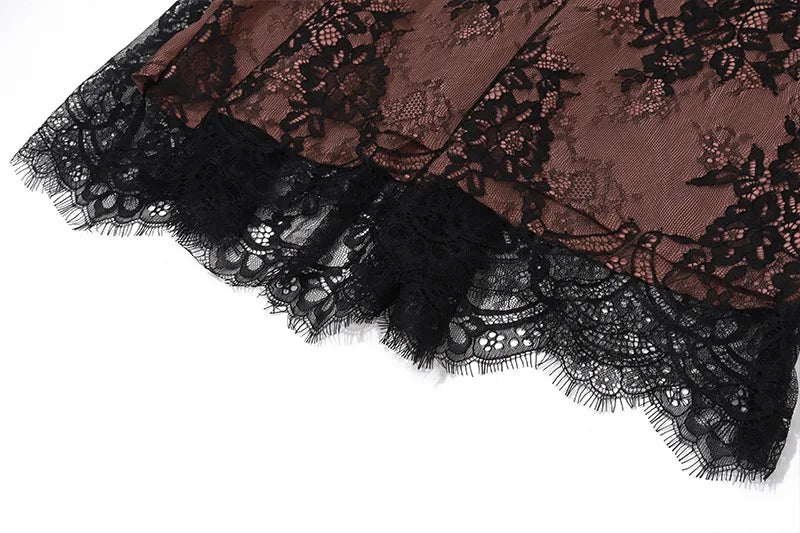 Lace Side Square Neck Dress for Elegant Evening Party