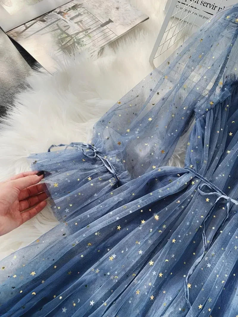 Sequined Mesh Fairy Dress For Women Party Gala Evening Wear