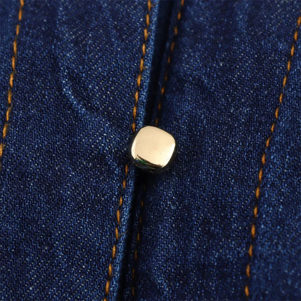 Women Denim Set Loose Fit Button Down Shirt and Wide Leg Pants Casual Outfit