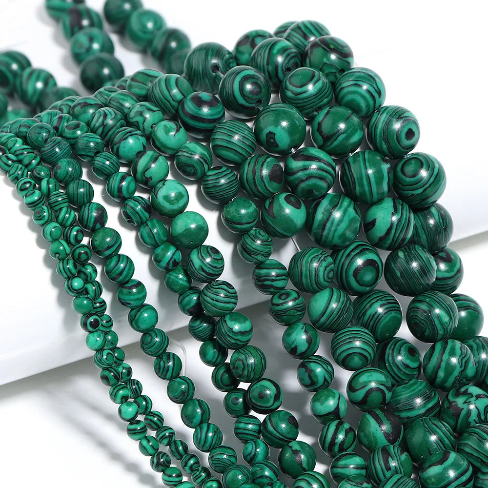 Natural Green Malachite Stone Beads for Jewelry Making 4mm 6mm 8mm 10mm 12mm Loose Spacer Beads for Bracelets and Necklaces