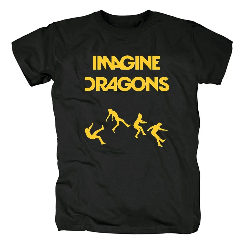 100% Cotton Vintage Rock Band T-Shirt with Imagine Dragons Print for Men and Women Streetwear Tee Tops