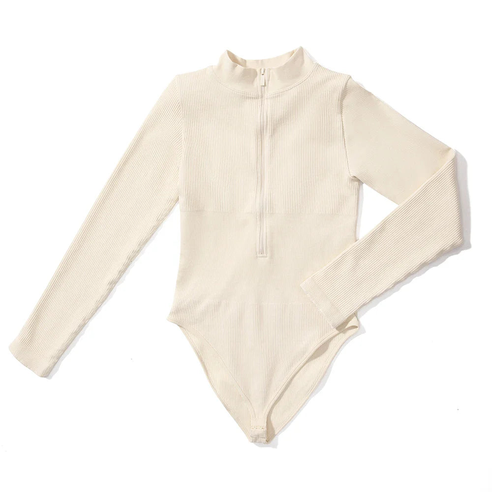 Bodycon Long Sleeve Jumpsuit for Women Zipper Romper Playsuit Fashion Streetwear Autumn Winter Slim Fit Bodysuit