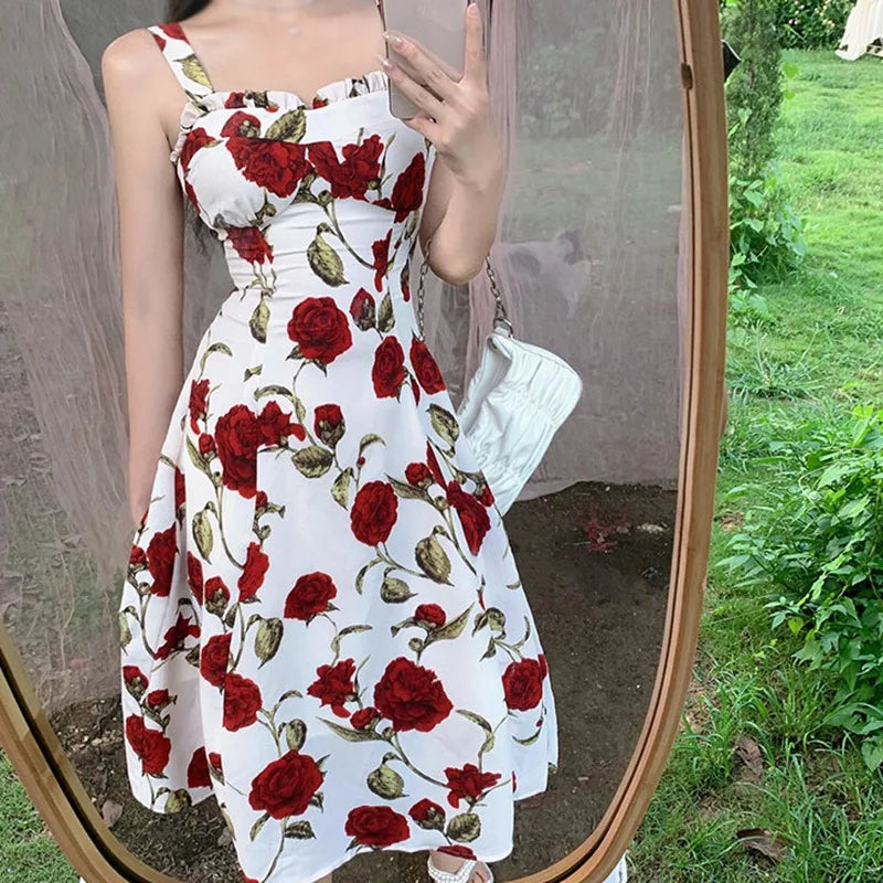 Floral Print Sleeveless Summer Dress For Vacation Travel