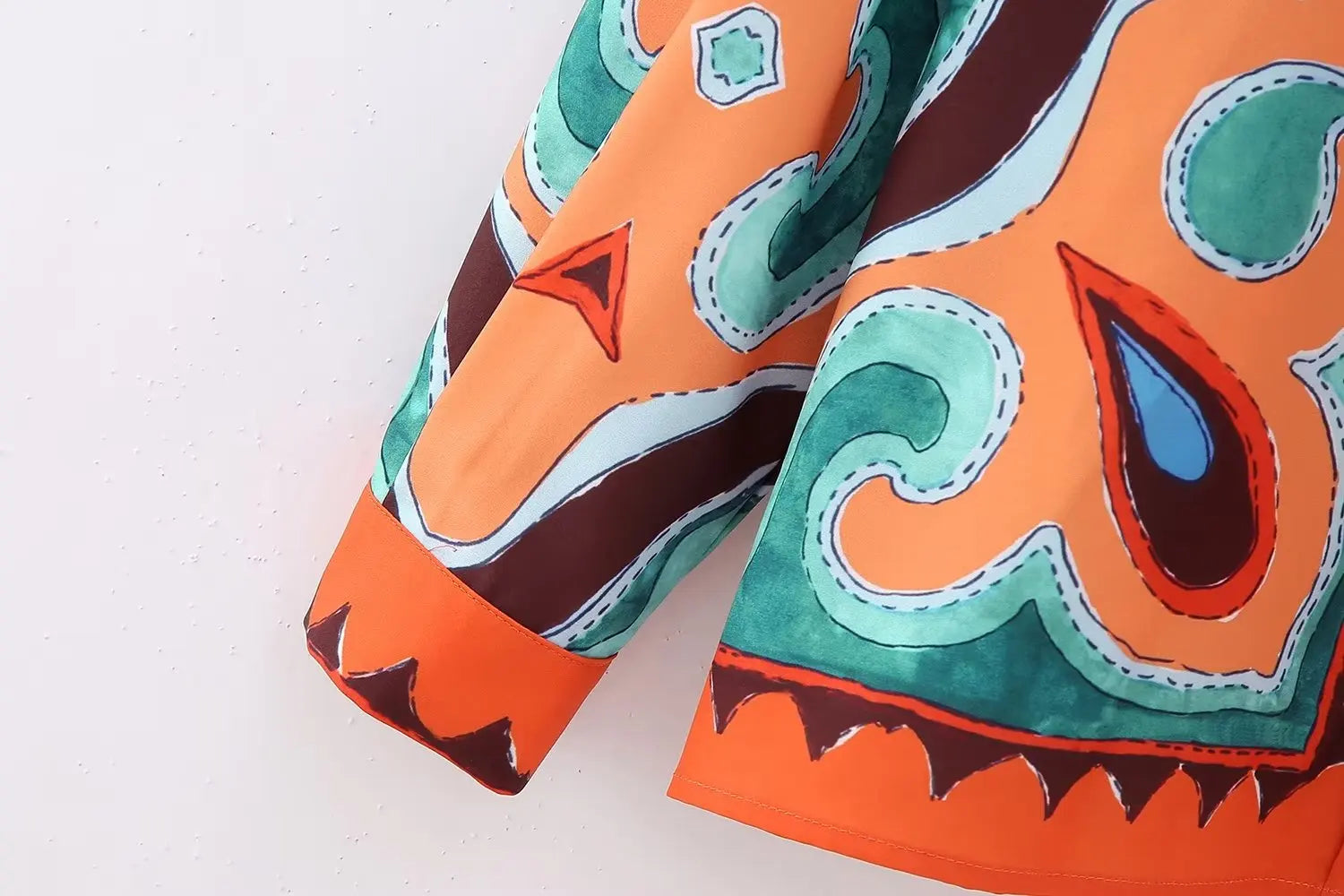 Women Vintage Long Sleeve Blouse with Abstract Print Casual Shirt Top