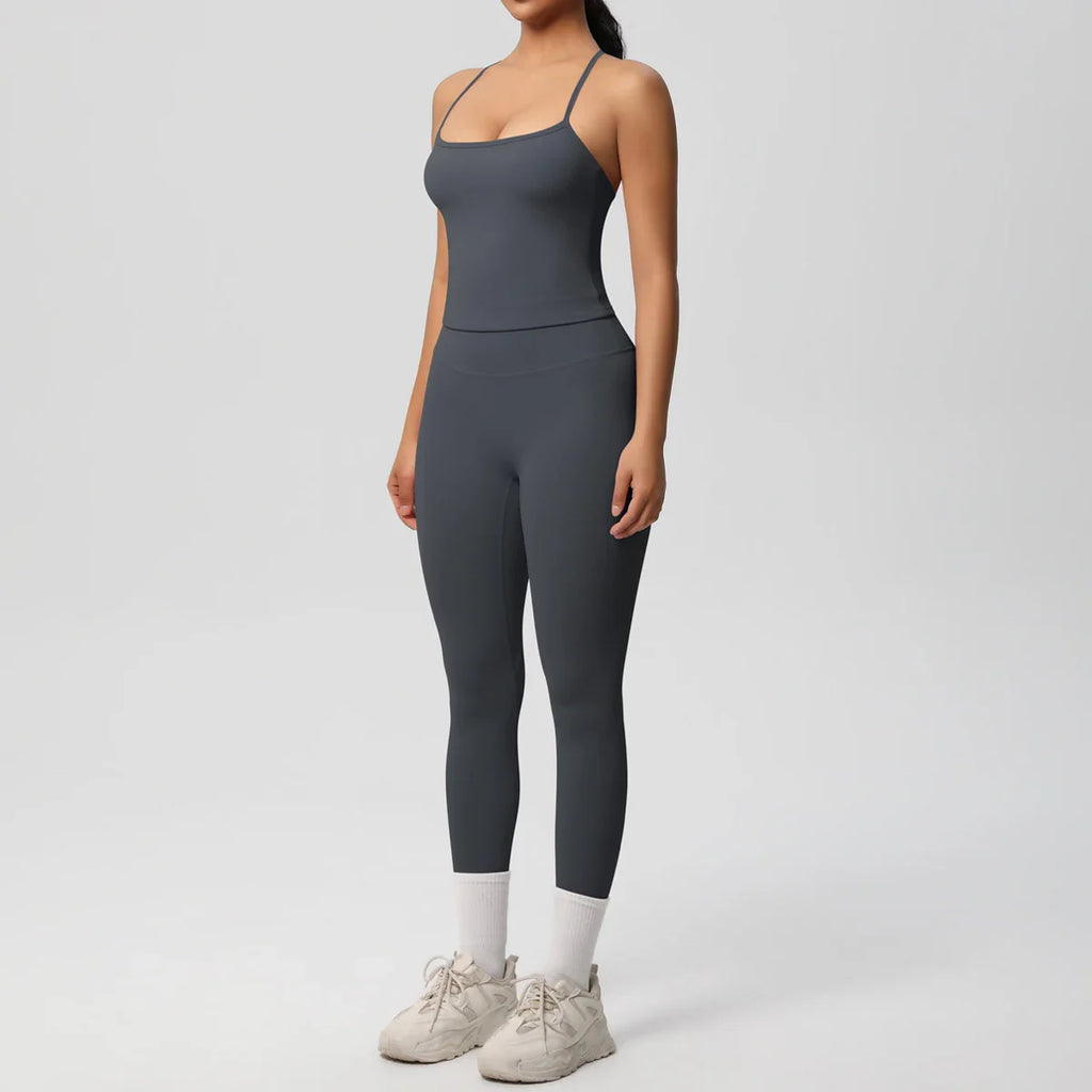 2PCS Nude Feeling Women's Yoga Set with Sports Bra and Leggings for Gym Fitness and Running