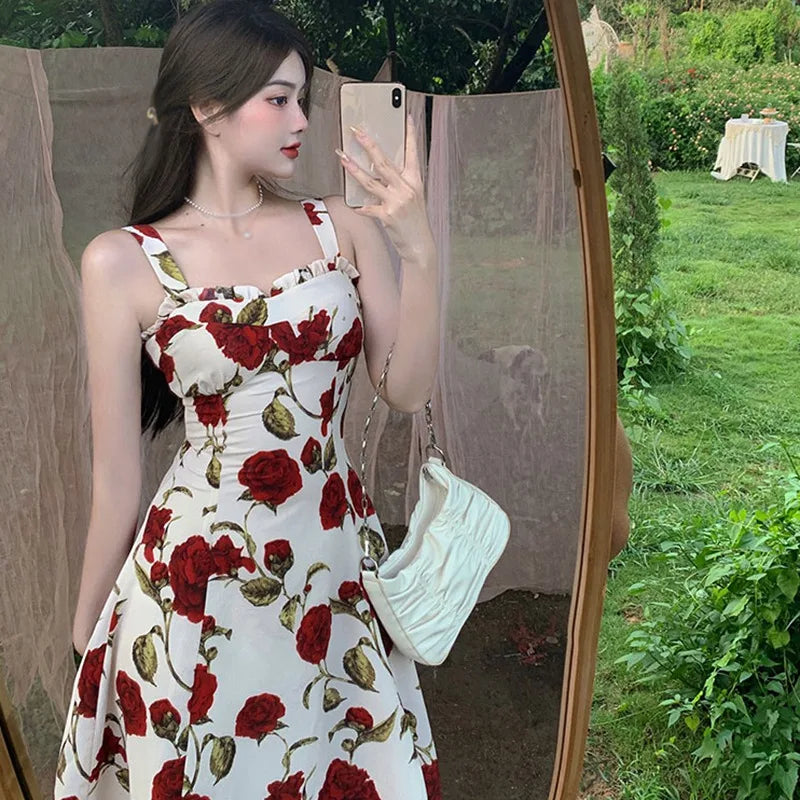 Floral Print Sleeveless Summer Dress For Vacation Travel