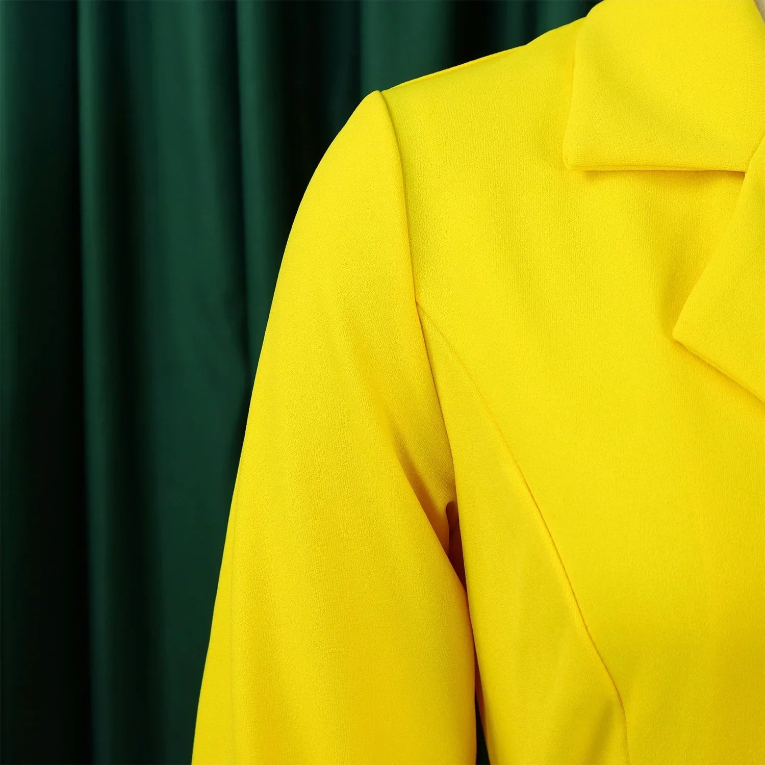 Elegant Blazer Dress For Women Notched Collar Full Sleeve