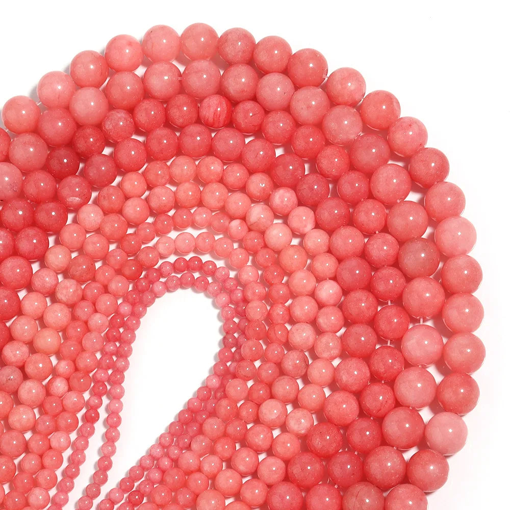 Natural Pink Chalcedony Stone Beads for Jewelry Making DIY Bracelet and Necklace Accessories