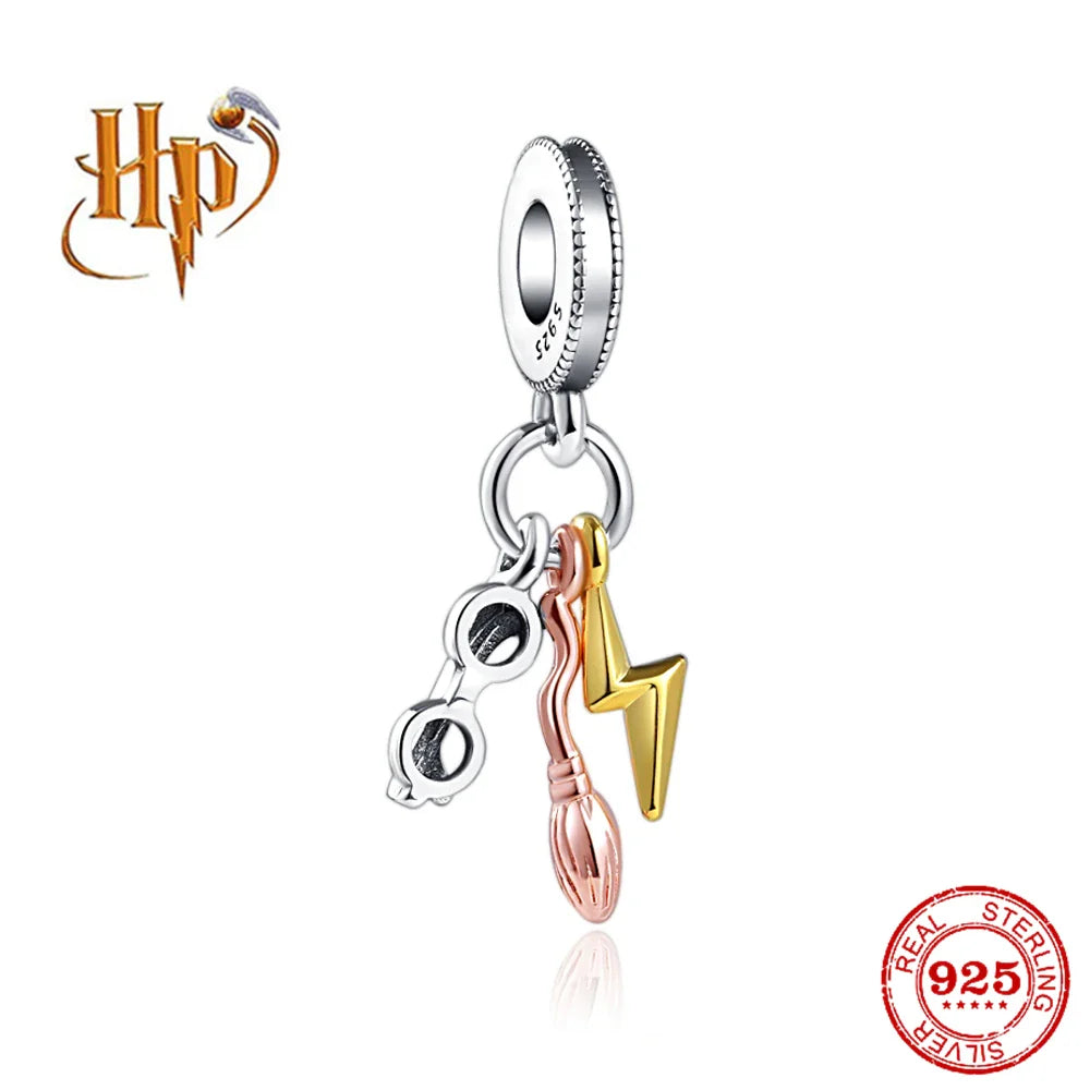 925 Sterling Silver Hat Flower Fairy Charm Bead for DIY Jewelry Bracelets and Pendants