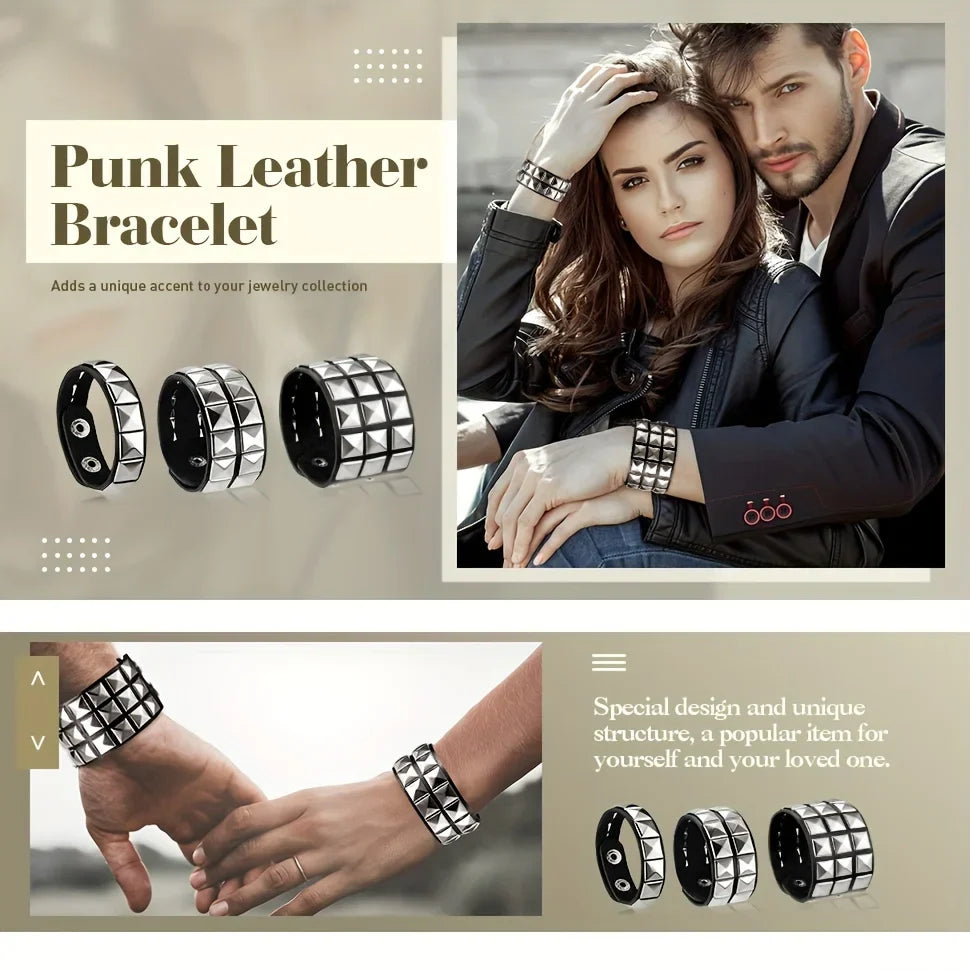 Punk Hip-Hop Gothic Rivet Bracelet for Couples - Unique Casual Accessory for Parties, Birthdays, Valentine's Day and Special Occasions
