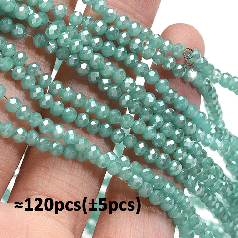 120 Pieces Crystal Glass Rondelle Beads Faceted Round Loose Spacer Beads for Jewelry Making