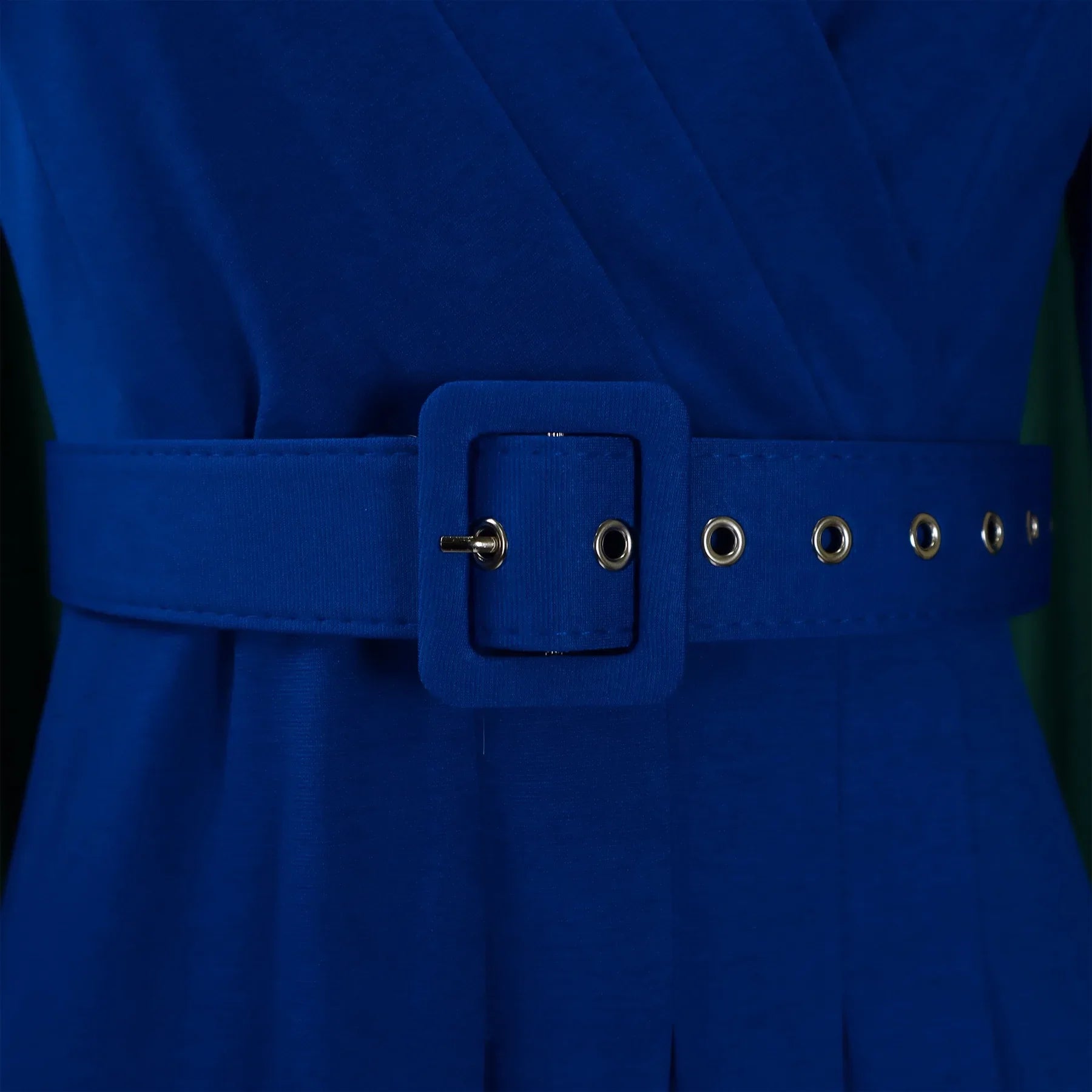 V Neck Office Dress For Women Belted Pleated Mid Calf