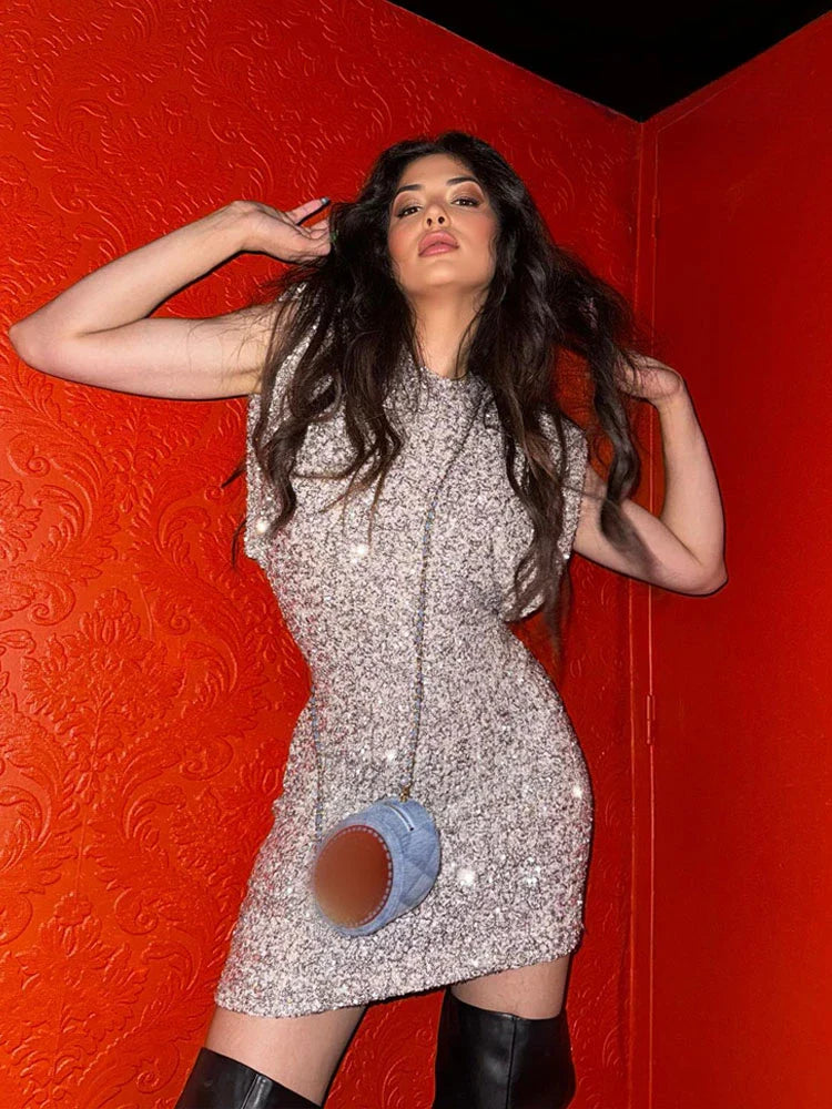 Sequin Party Dress Women Short Tight Mini Dress Summer