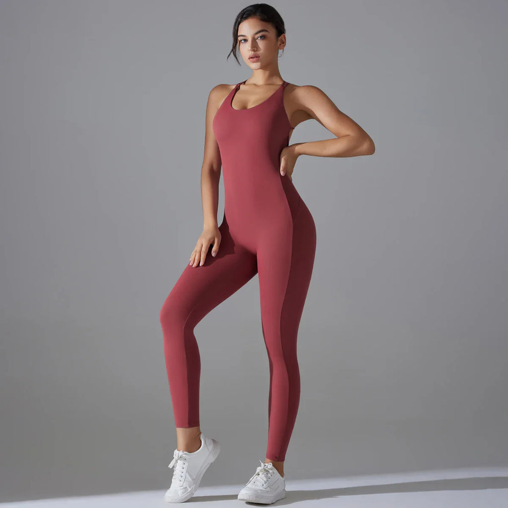 Backless Bodycon Scrunch Jumpsuit for Women with Push Up Design Perfect for Dance and Fitness Sleeveless Yoga Sport Overall