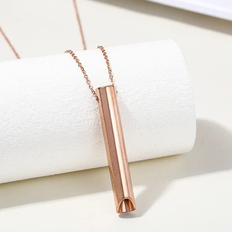 Breathing Anxiety Necklace for Mindfulness and Stress Relief Stainless Steel Calming Chain in Gold Black Silver and Rose Gold