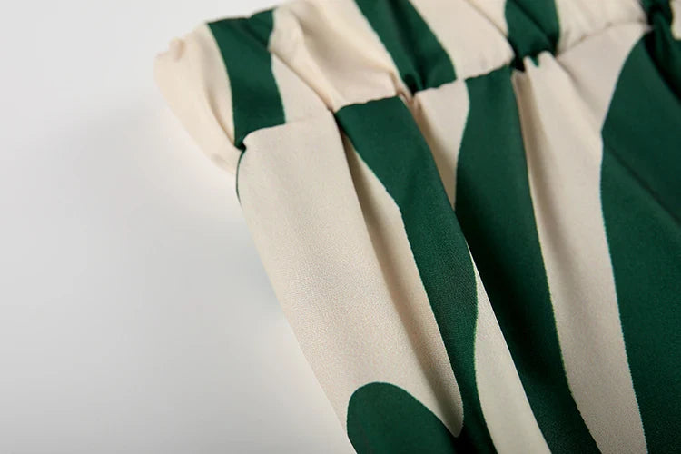 Trendy Print Off Shoulder Shirt and Trouser Set with Long Sleeve Design