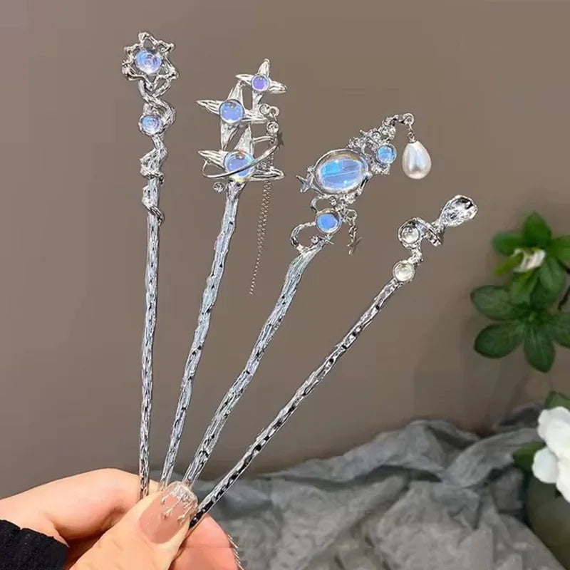 Fashion Chinese Style Hair Stick with Moonstone for Women's Romantic Hair Clip Accessories