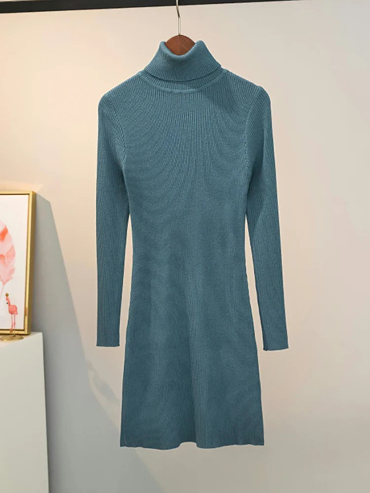 Vintage Knit Dress Women Long Sleeve Bodycon Party Wear