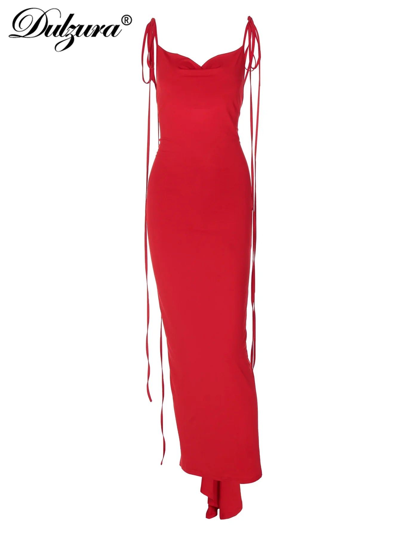 Backless Maxi Dress With Lace Up Spaghetti Straps Evening