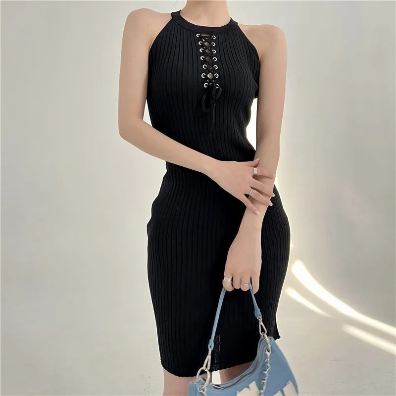 Bandage Dress Women Knitted Bodycon Mini Dress Summer Party