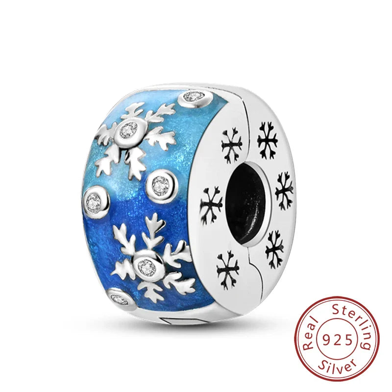 Fit Original 925 Sterling Silver Clip Charms with Zircon and Silicone Spacer Beads for Women DIY Bracelet Gift