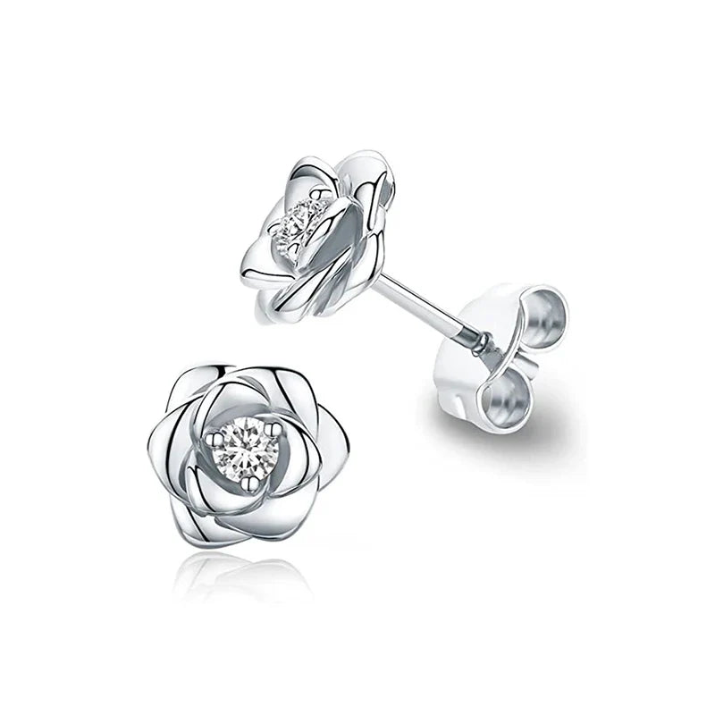 Eternity Love Heart Earrings for Women in Silver and Gold Fashion Chic Wedding Jewelry