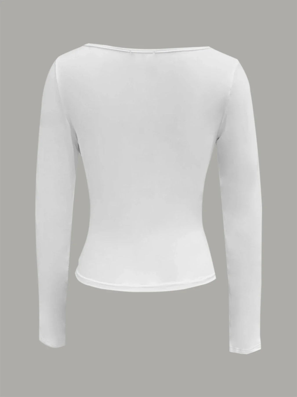 Solid Color Scoop Neck Long Sleeve T-Shirt Slim Fit Women's Casual Top