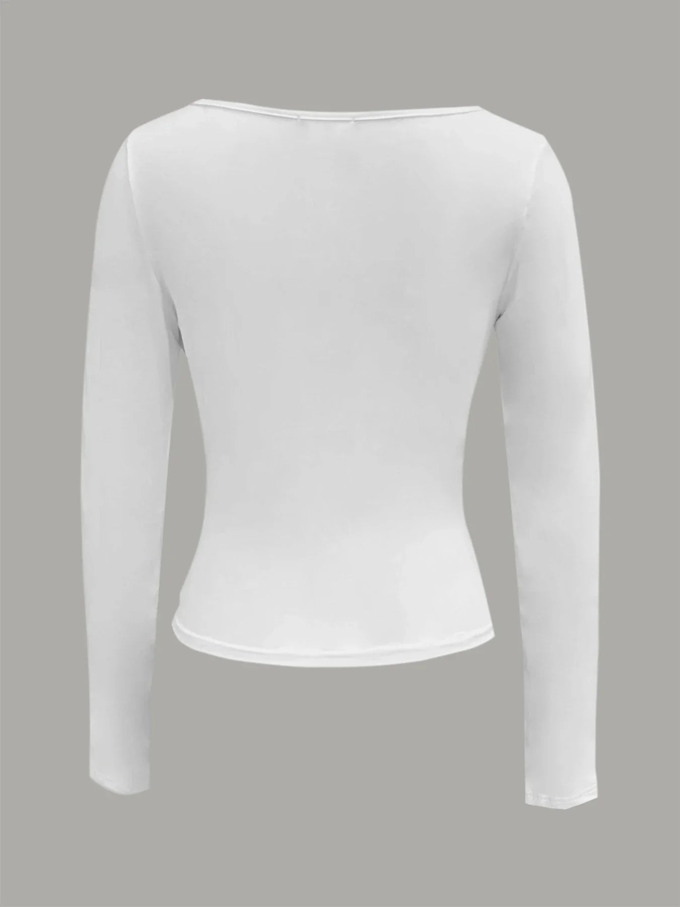 Solid Color Scoop Neck Long Sleeve T-Shirt Slim Fit Women's Casual Top