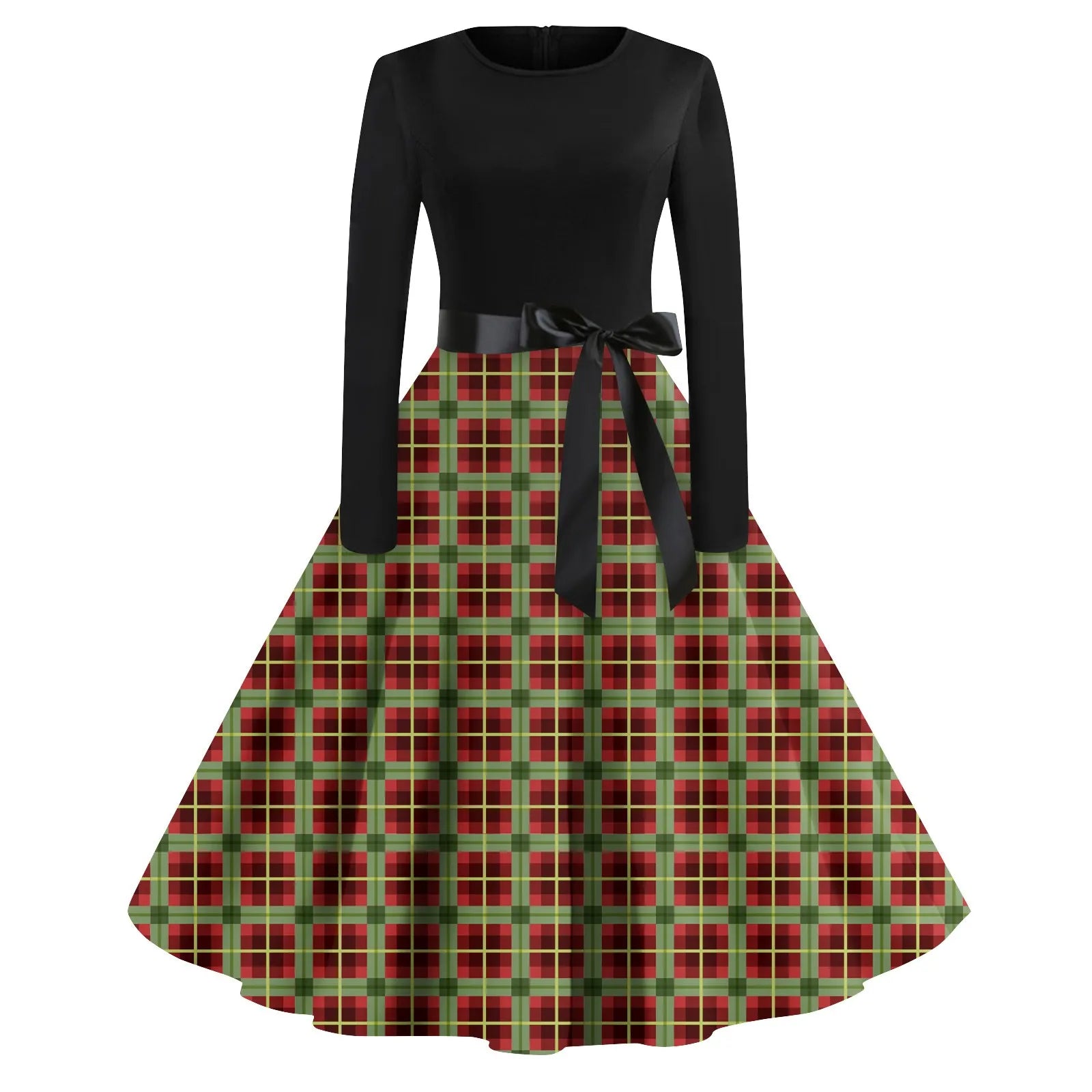 Winter Vintage Christmas Dress Women Long Sleeve 50s 60s