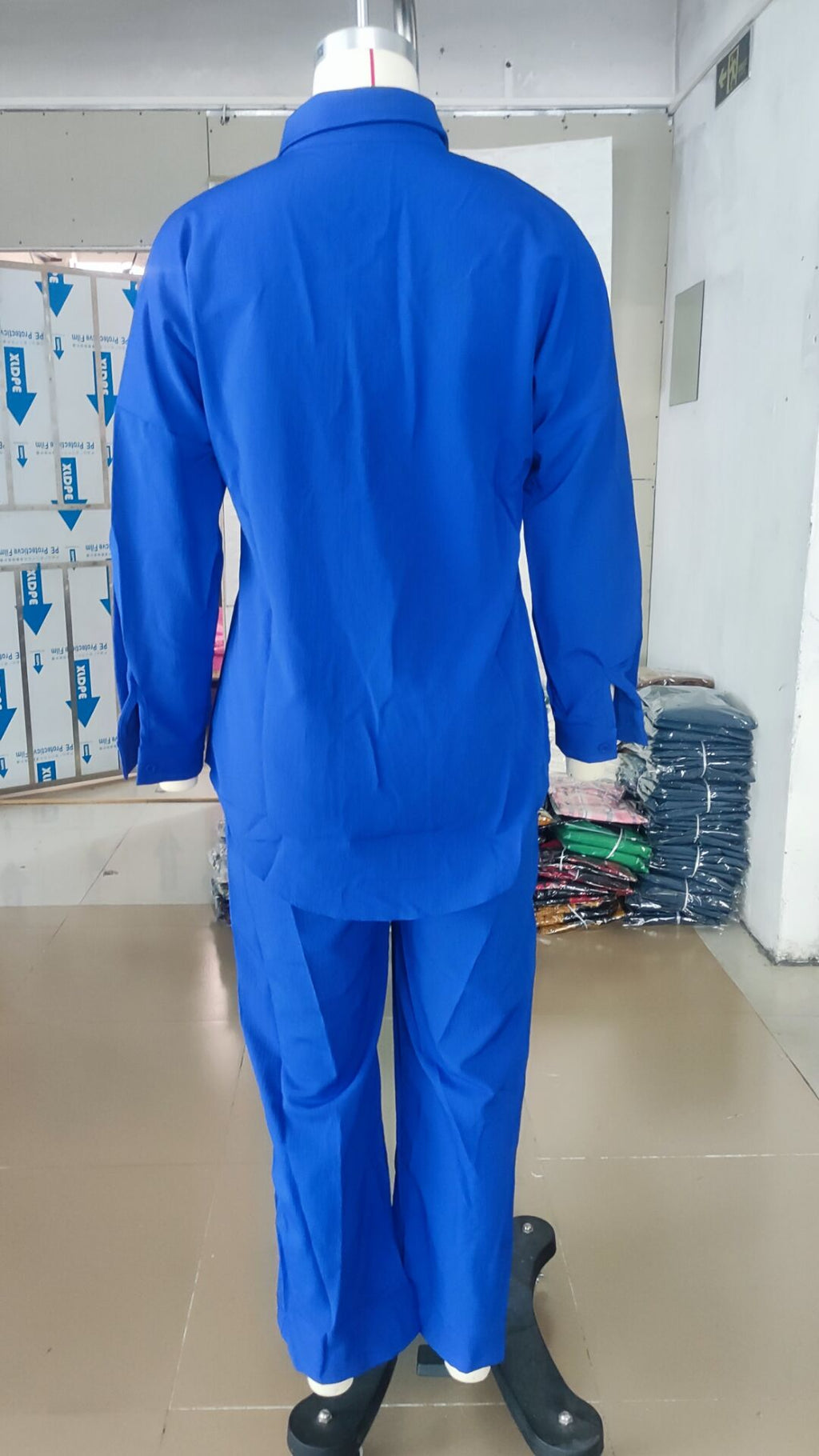 Summer Casual Outfits for Women Loose Long Sleeve Shirt and Wide Leg Pants Two Piece Set