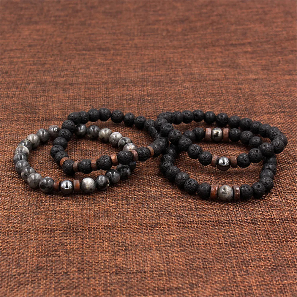 Volcanic Stone Lava Bead Bracelet for Men and Women with Tibetan Buddha Charm - Unique Natural Jewelry Gift