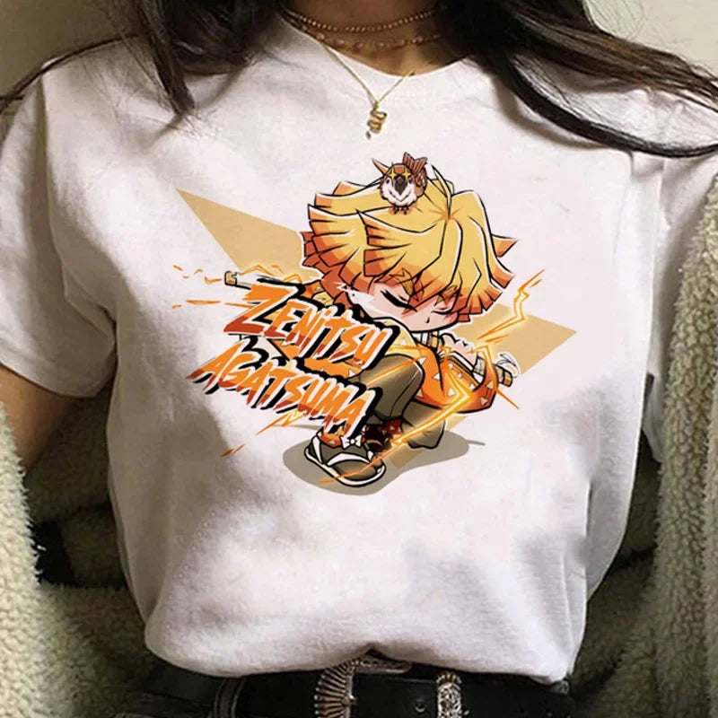 3D Printed Japanese Anime Demon Slayer Women's Casual Short Sleeve T-Shirt