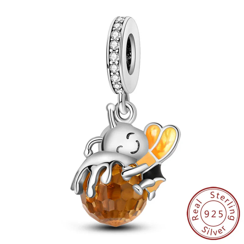 Glowing Luminous Firefly Butterfly Pendant Charm Beads in 925 Sterling Silver for Bracelet Jewelry