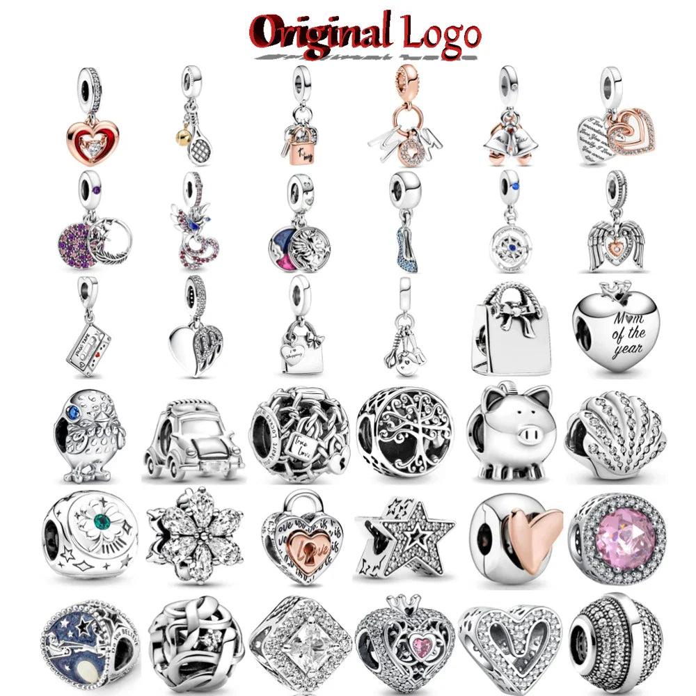 Heart and Angel Charms for 3mm Bracelets - 925 Silver DIY Jewelry Accessories for Women