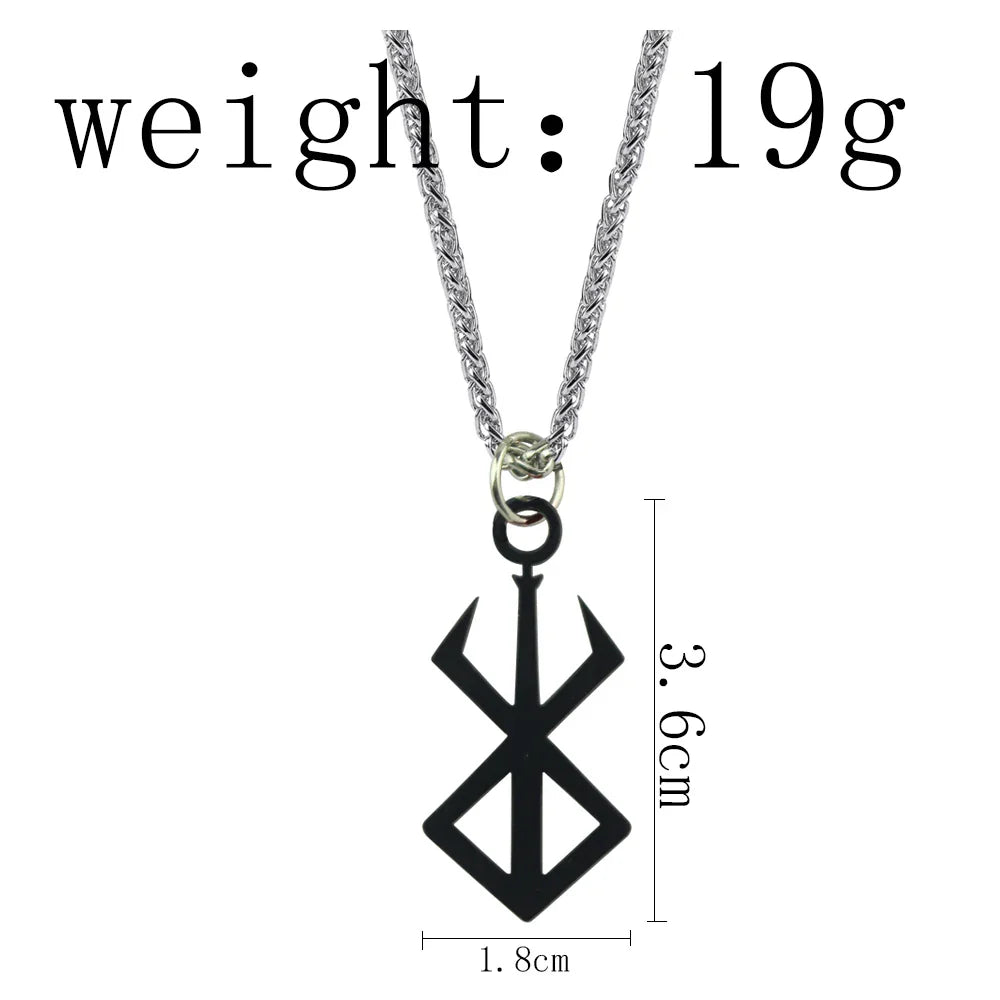 Norse Viking Symbol Pendant Necklace for Men, Hip Hop Jewelry Inspired by Berserk Mythology