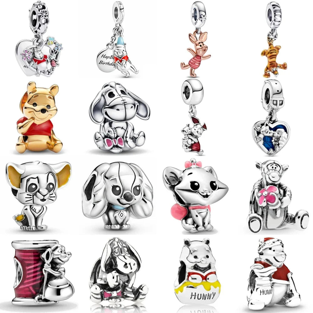 Mickey Mouse Minnie Mouse Sterling Silver Charm Beads for Bracelets