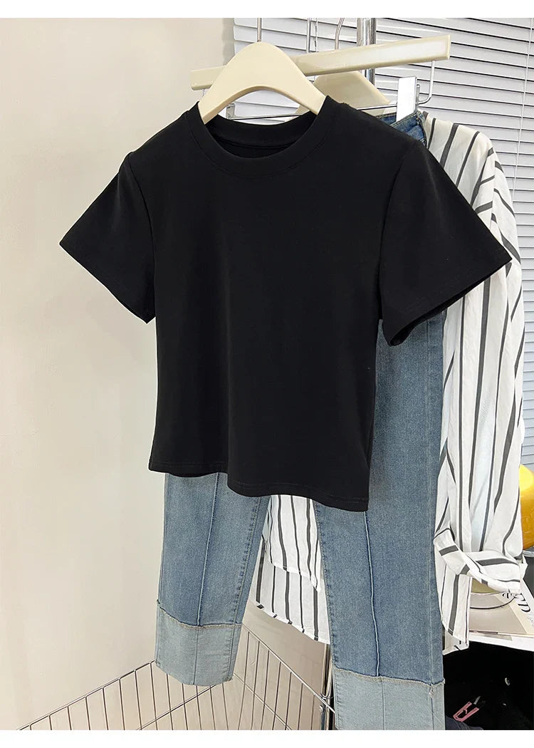 Oversized Cotton T-Shirt for Women, Short Sleeve Spring Tee with Trendy Print, Casual Y2K Style Top