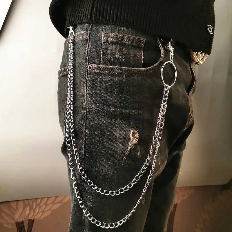 Metal Wallet Chain Keychain for Hip Hop Rock Punk Style Trousers with Hook and Clip Ring