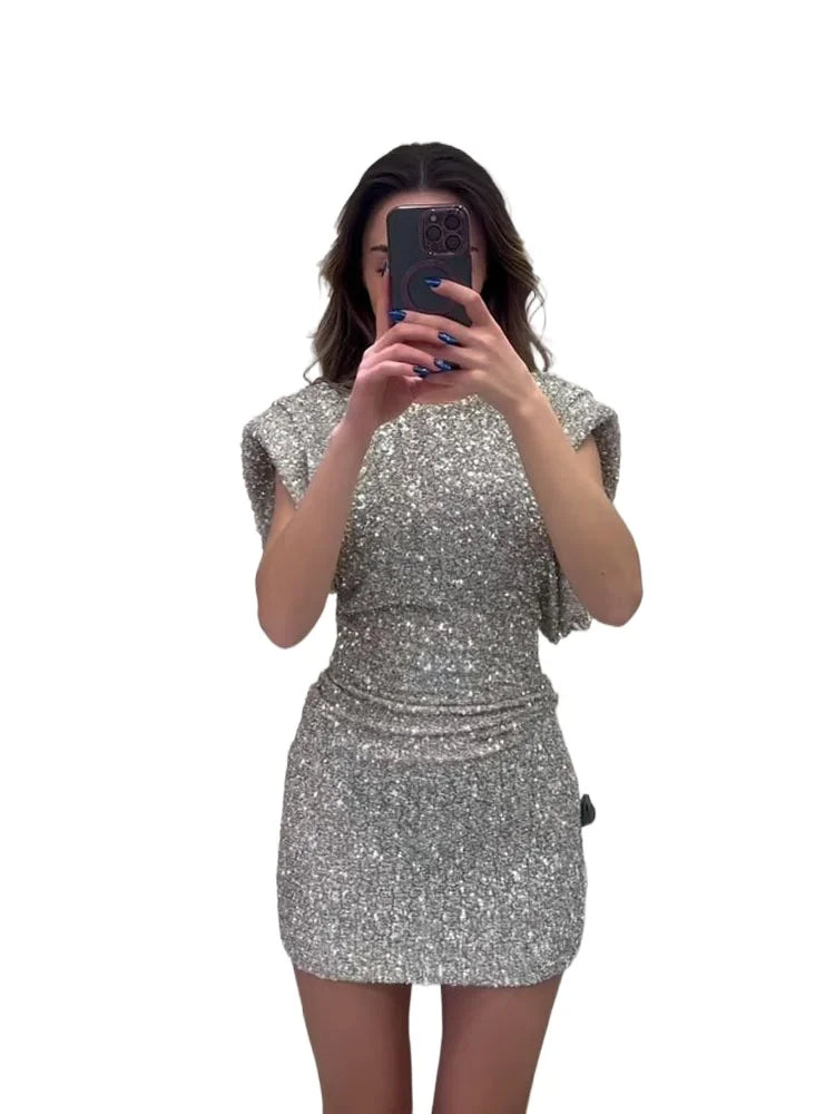 Sequin Party Dress Women Short Tight Mini Dress Summer