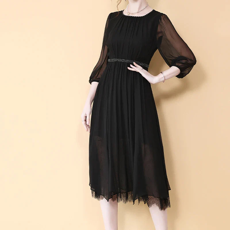 Silk Lace Maxi Dress for Women Half Sleeve Bodycon Elegant