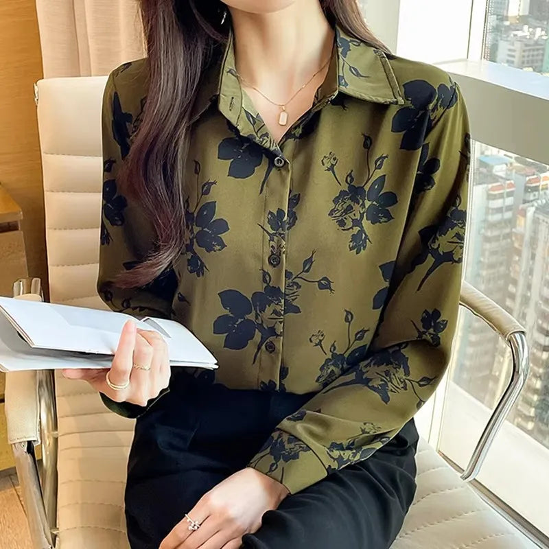 Womens Long Sleeve Contrast Letter Print Shirt Turn-Down Collar Button Up Blouse Lightweight Spring Summer Fashion Top